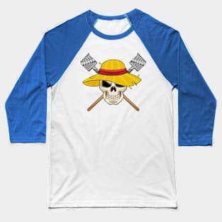 Skull with Hat as Farmer with Rake Baseball T-Shirt